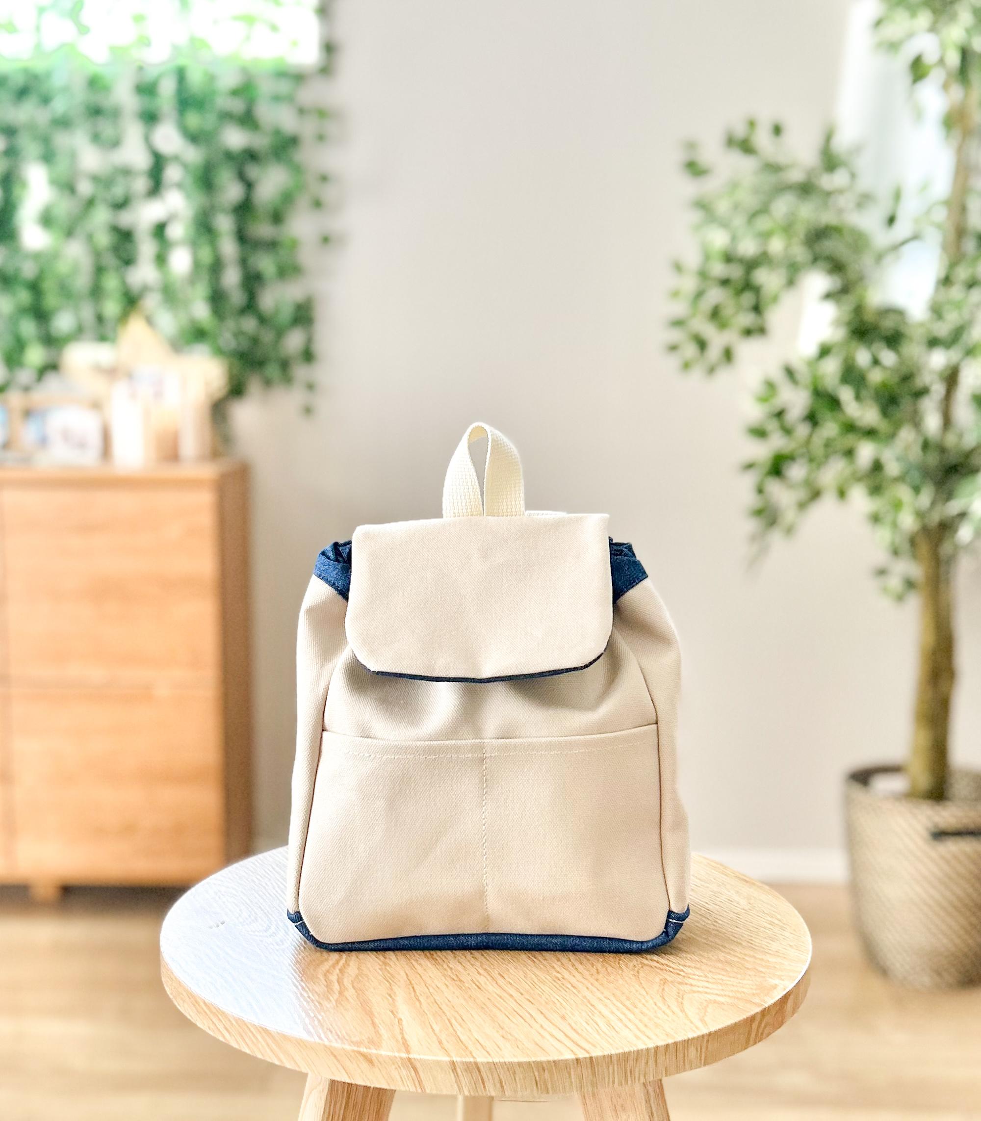 数量限定＊歩きはじめからの帆布×岡山産デニムのベビーリュック＊ベージュ